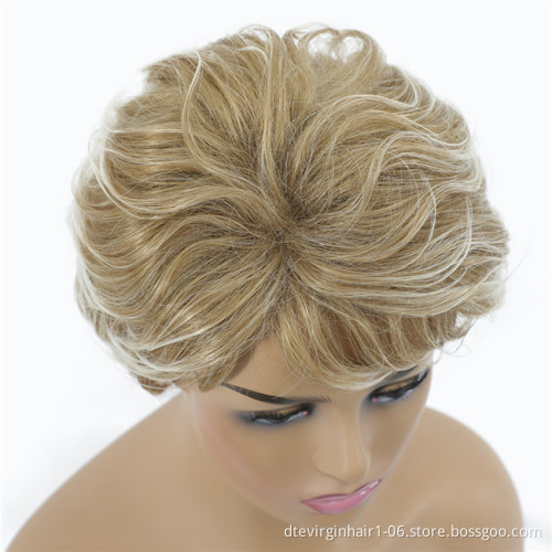 6inch Short Blonde Male Wig Natural Synthetic Hair Wig HairStyle For Black Women